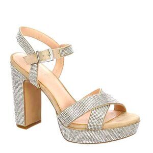 Maripe Silver Tan Block Heel Sandals